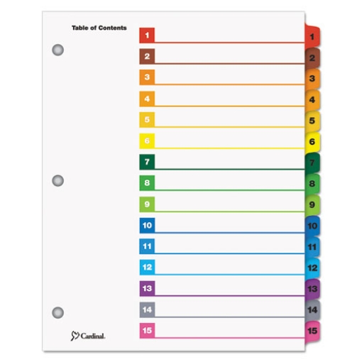 Picture of OneStep Printable Table of Contents and Dividers, 15-Tab, 1 to 15, 11 x 8.5, White, Assorted Tabs, 1 Set