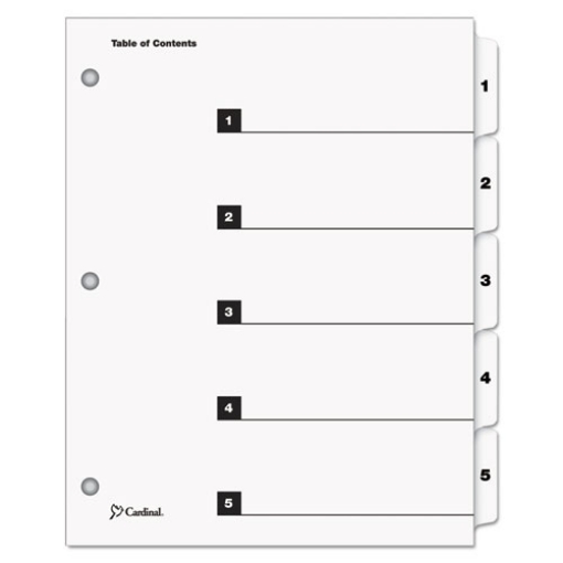 Picture of OneStep Printable Table of Contents and Dividers, 5-Tab, 1 to 5, 11 x 8.5, White, White Tabs, 1 Set