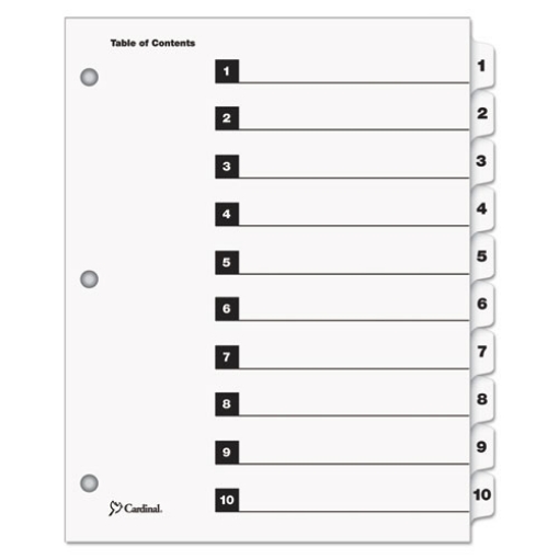 Picture of QuickStep OneStep Printable Table of Contents and Dividers, 10-Tab, 1 to 10, 11 x 8.5, White, White Tabs,  24 Sets