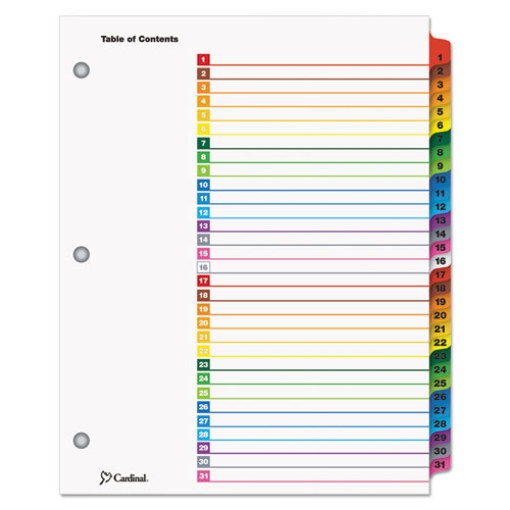 Picture of OneStep Printable Table of Contents and Dividers, 31-Tab, 1 to 31, 11 x 8.5, White, Assorted Tabs, 1 Set