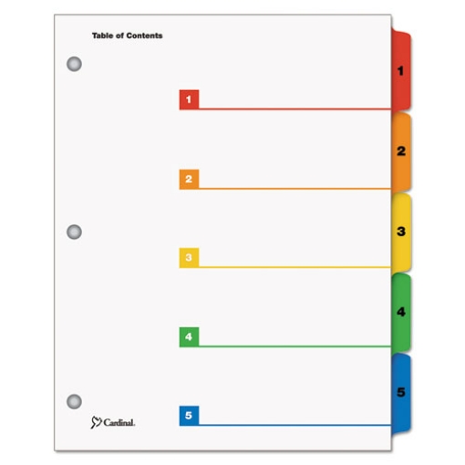 Picture of OneStep Printable Table of Contents and Dividers, 5-Tab, 1 to 5, 11 x 8.5, White, Assorted Tabs, 1 Set