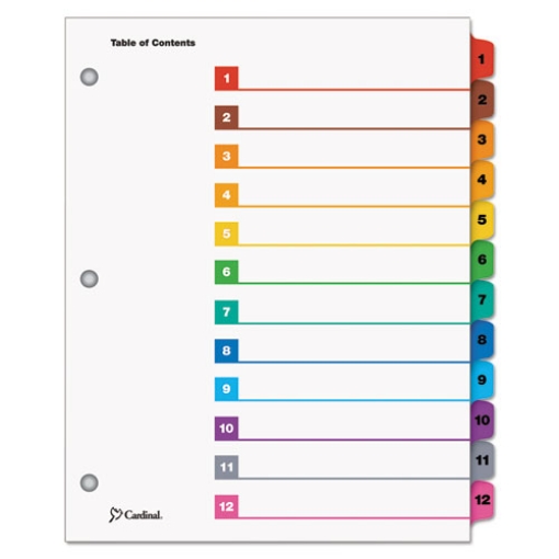 Picture of OneStep Printable Table of Contents and Dividers, 12-Tab, 1 to 12, 11 x 8.5, White, Assorted Tabs, 1 Set