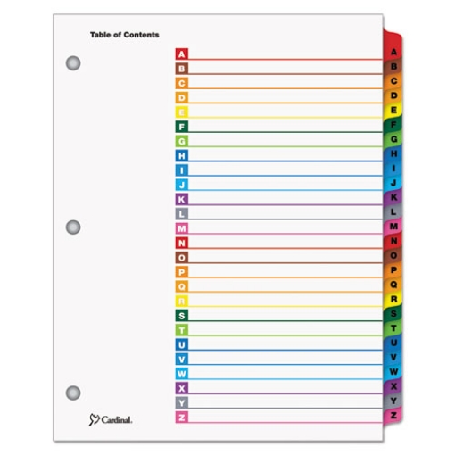 Picture of OneStep Printable Table of Contents and Dividers, 26-Tab, A to Z, 11 x 8.5, White, Assorted Tabs, 1 Set