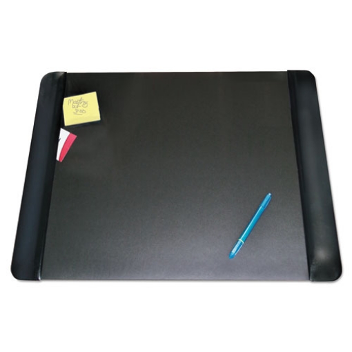 Picture of Executive Desk Pad With Antimicrobial Protection, Leather-Like Side Panels, 24 X 19, Black