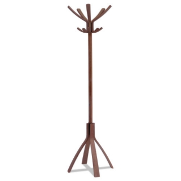 Picture of Cafe Wood Coat Stand, Ten Peg/five Hook, 21.67w X 21.67d X 69.33h, Espresso Brown