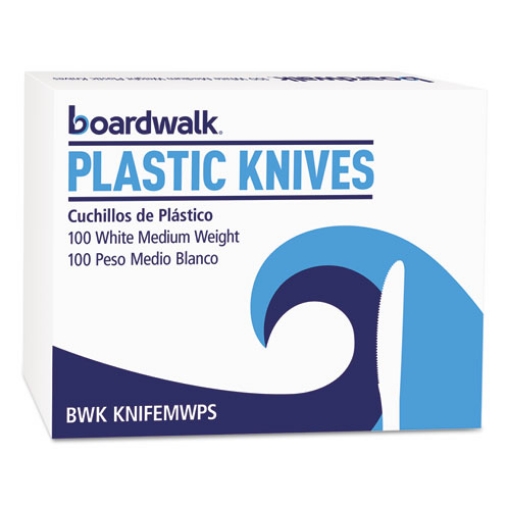 Picture of Mediumweight Polystyrene Cutlery, Knife, White, 100/box