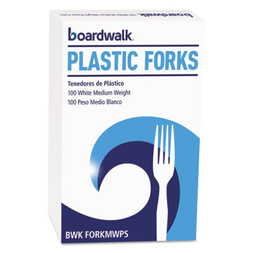 Picture of Mediumweight Polystyrene Cutlery, Fork, White, 100/box