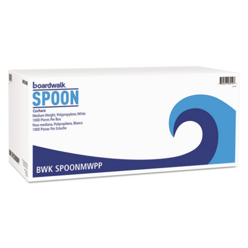 Picture of Mediumweight Polypropylene Cutlery, Teaspoon, White, 1000/carton