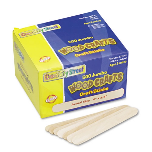 Picture of Natural Wood Craft Sticks, 6" X 0.75", Natural, 500/box