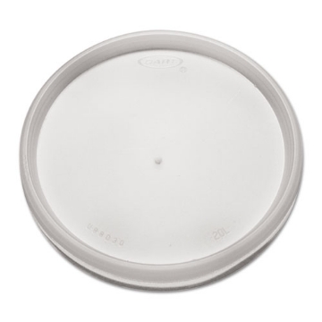 Picture of Plastic Lids for Foam Cups, Bowls and Containers, Flat, Vented, Fits 6-32 oz, Translucent, 100/Pack, 10 Packs/Carton