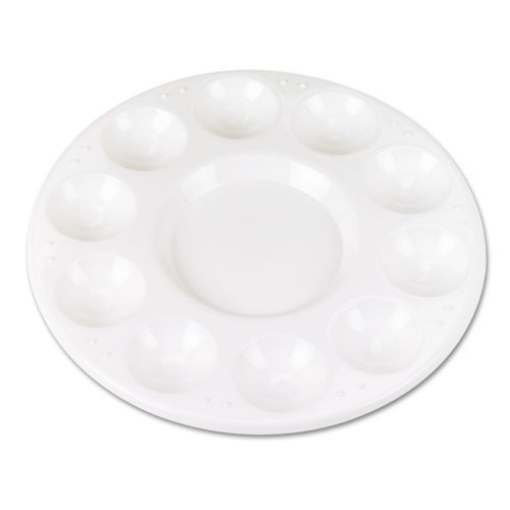 Picture of Round Plastic Paint Trays For Classroom, White, 10/pack