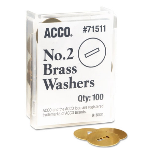 Picture of #2 Washers for Two-Prong Fasteners, 1.25" Diameter, Brass, 100/Box