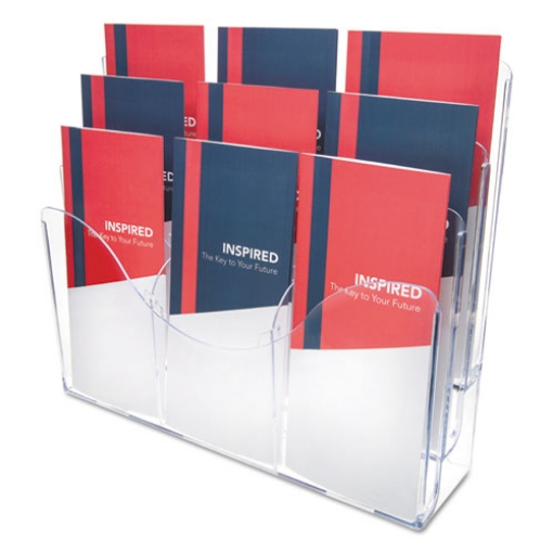 Picture of 3-Tier Document Organizer W/6 Removable Dividers, 14w X 3.5d X 11.5h, Clear