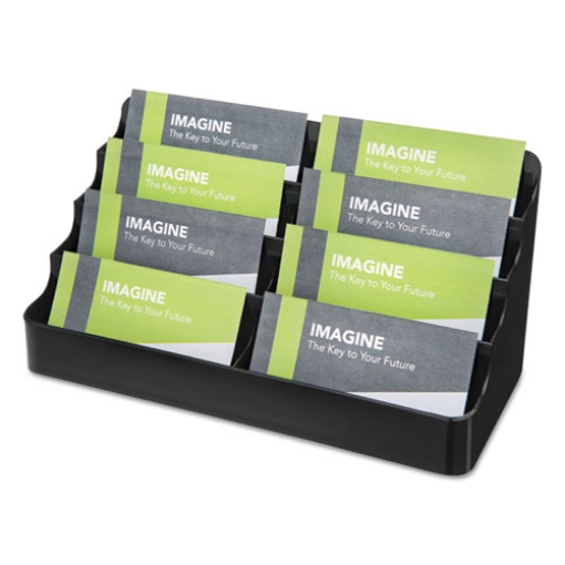 Picture of 8-Tier Recycled Business Card Holder, Holds 400 Cards, 7.88 X 3.88 X 3.38, Plastic, Black