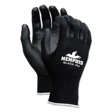 Picture of Economy PU Coated Work Gloves, Black, X-Small, Dozen