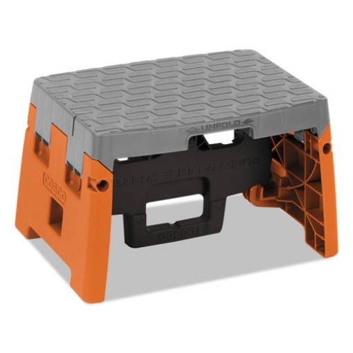 Picture of Folding Step Stool, 1-Step, 300 Lb Capacity, 8.5" Working Height, Orange/gray