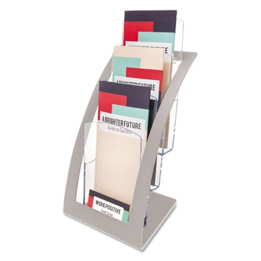 Picture of 3-Tier Literature Holder, Leaflet Size, 6.75w X 6.94d X 13.31h, Silver