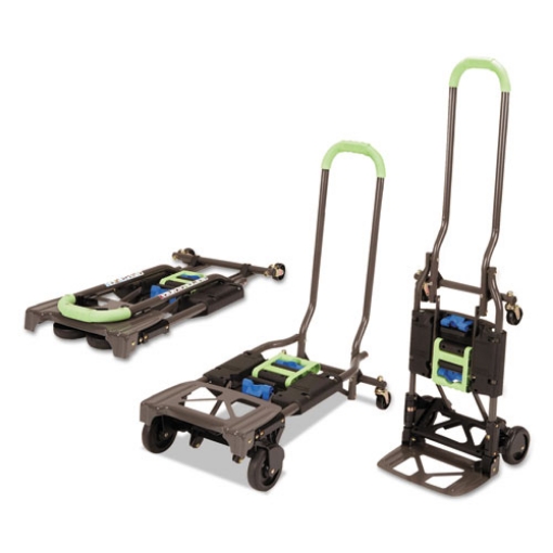 Picture of 2-in-1 Multi-Position Hand Truck and Cart, 300 lbs, 16.63 x 12.75 x 49.25, Black/Blue/Green