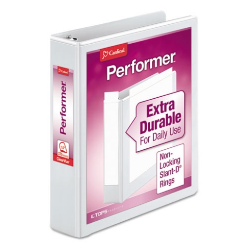 Picture of Performer Clearvue Slant-D Ring Binder, 3 Rings, 1.5" Capacity, 11 X 8.5, White