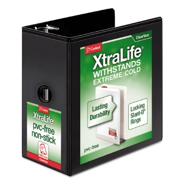 Picture of Xtralife Clearvue Non-Stick Locking Slant-D Ring Binder, 3 Rings, 6" Capacity, 11 X 8.5, Black