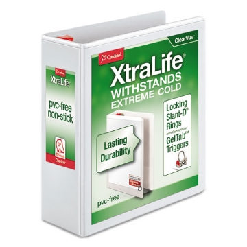 Picture of Xtralife Clearvue Non-Stick Locking Slant-D Ring Binder, 3 Rings, 3" Capacity, 11 X 8.5, White