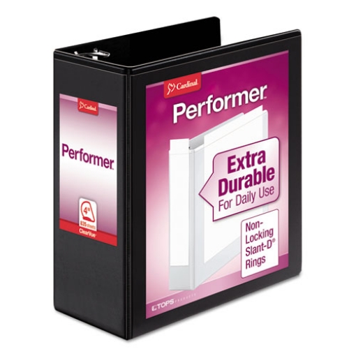 Picture of Performer Clearvue Slant-D Ring Binder, 3 Rings, 4" Capacity, 11 X 8.5, Black