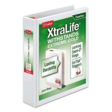 Picture of Xtralife Clearvue Non-Stick Locking Slant-D Ring Binder, 3 Rings, 1.5" Capacity, 11 X 8.5, White