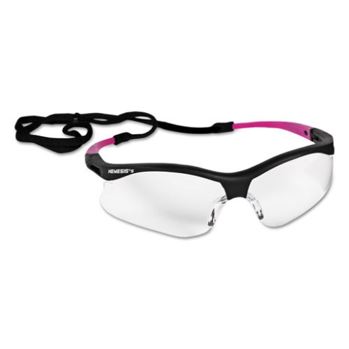 Picture of V30 Nemesis Safety Eyewear, Small, Black Frame W/pink Tips, Clear Lens, 12/box