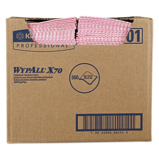 Picture of X70 Wipers, 1-Ply, 12.5 x 23.2, Red, 300/Carton