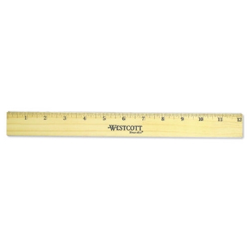 Picture of Flat Wood Ruler With Two Double Brass Edges, Standard/metric, 12", Clear Lacquer Finish