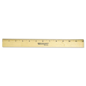 Picture of Wood Ruler With Single Metal Edge, Standard, 12" Long