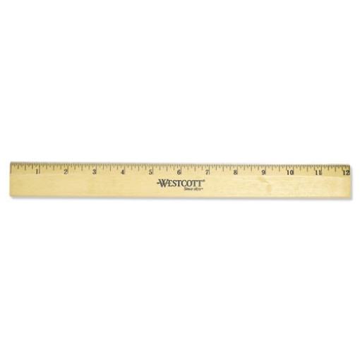 Picture of Wood Ruler With Single Metal Edge, Standard, 12" Long