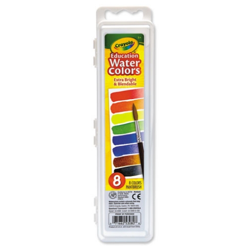 Picture of Watercolors, 8 Assorted Colors, Palette Tray