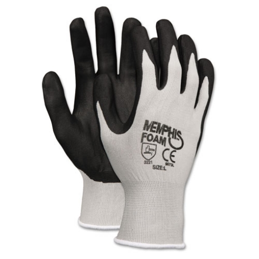 Picture of Economy Foam Nitrile Gloves, Large, Gray/black, 12 Pairs