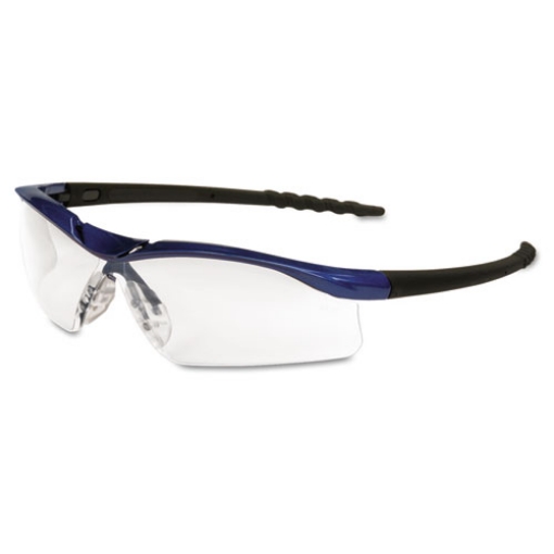 Picture of Dallas Wraparound Safety Glasses, Metallic Blue Frame, Clear Anti-Fog Lens