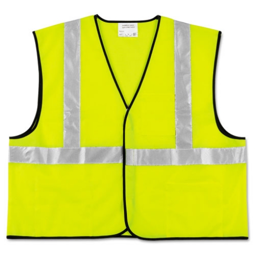 Picture of Class 2 Safety Vest, Polyester, Large Fluorescent Lime with Silver Stripe