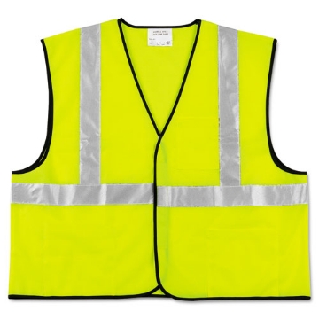 Picture of Class 2 Safety Vest, Polyester, 2X-Large, Fluorescent Lime with Silver Stripe