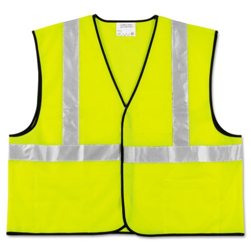 Picture of Class 2 Safety Vest, Polyester, X-Large, Fluorescent Lime with Silver Stripe