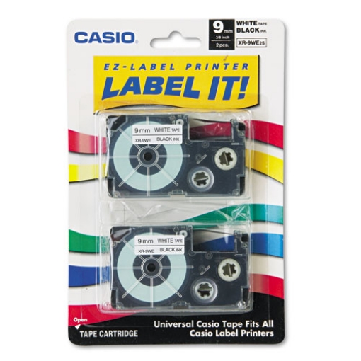 Picture of Tape Cassettes For Kl Label Makers, 0.37" X 26 Ft, Black On White, 2/pack