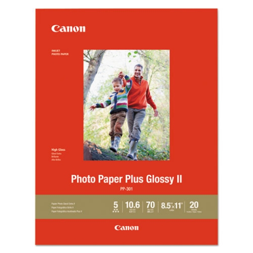 Picture of Photo Paper Plus Glossy II, 10.6 mil, 8.5 x 11, Glossy White, 20/Pack