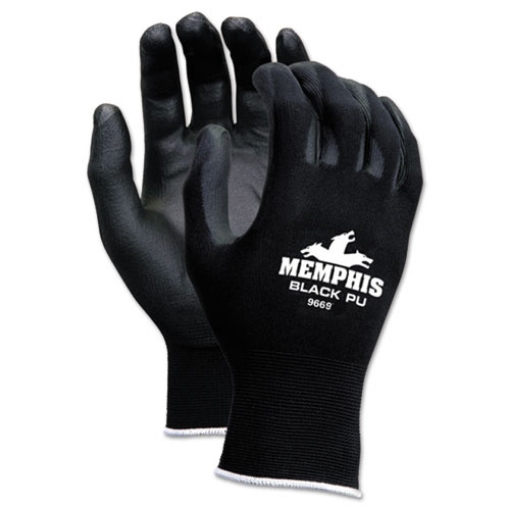 Picture of economy pu coated work gloves, black, large, dozen