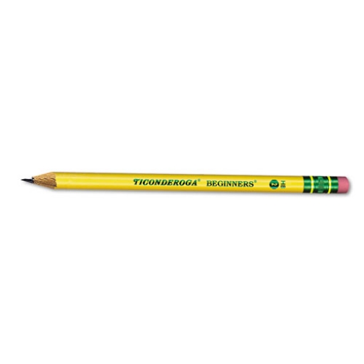 Picture of Ticonderoga Beginners Woodcase Pencil With Eraser And Microban Protection, Hb (#2), Black Lead, Yellow Barrel, Dozen