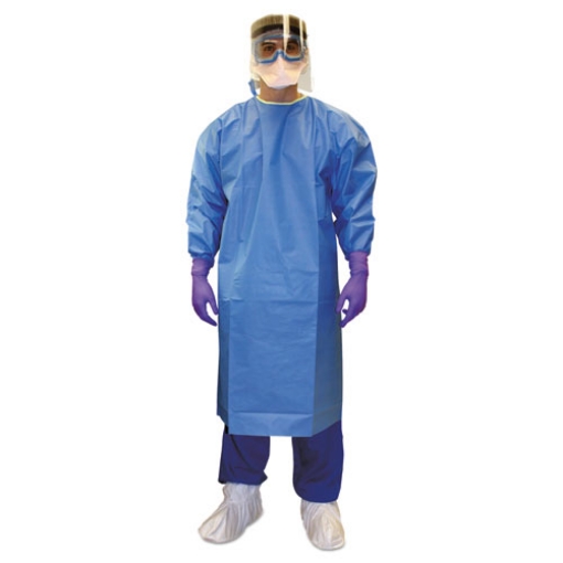 Picture of Pure A7 Certified Liquid Barrier Gown, Small to Medium, Blue, 10/Carton