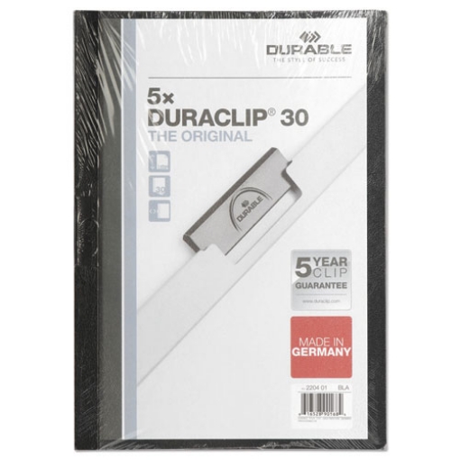 Picture of DuraClip Report Cover, Clip Fastener,  8.5 x 11, Clear/Black, 5/Pack