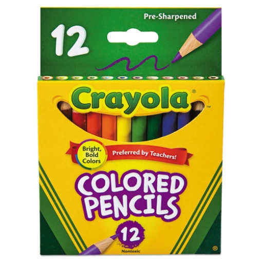 Picture of Short-Length Colored Pencil Set, 3.3 mm, 2B, Assorted Lead and Barrel Colors, Dozen
