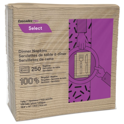 Picture of Select Dinner Napkins, 1-Ply, 16 X 15.5, Natural, 250/pack, 12 Packs/carton