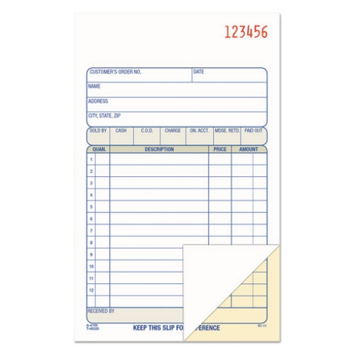 Picture of 2-Part Sales Book, 12 Lines, Two-Part Carbon, 6.69 x 4.19, 50 Forms Total