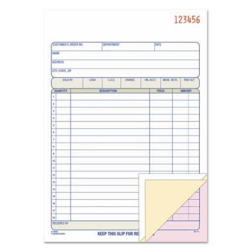 Picture of TOPS Sales/Order Book, Three-Part Carbonless, 7.95 x 5.56, 50 Forms Total