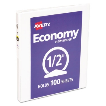 Picture of Economy View Binder With Round Rings , 3 Rings, 0.5" Capacity, 11 X 8.5, White, (5706)