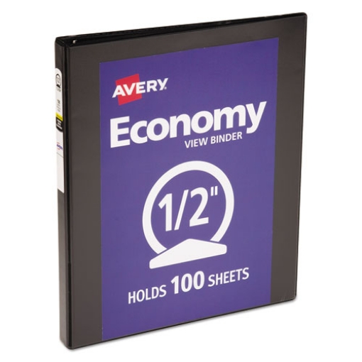 Picture of Economy View Binder With Round Rings , 3 Rings, 0.5" Capacity, 11 X 8.5, Black, (5705)